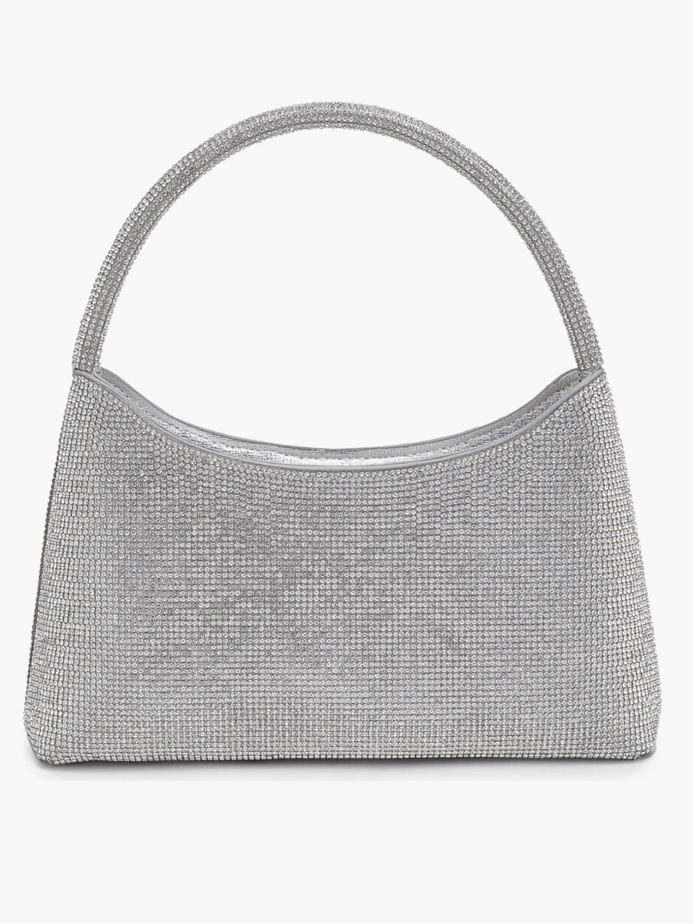 Silver Crystal-Embellished Shoulder Bag